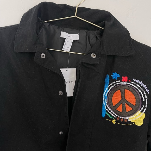 RON BASS x FOREVER 21 “Black Is Power” Embroidered Denim Jacket NWT - Picture 10 of 10